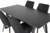 Imagine Masa de dining extensibila Inca - blat negru / picioare negre + Scaun de dining Leone - picioare nuc - material negru_4