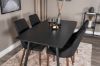 Imagine Masa de dining extensibila Inca - blat negru / picioare negre + Scaun de dining Leone - picioare nuc - material negru_4