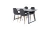 Imagine Masa de dining extensibila Inca - blat negru / picioare negre + Scaun de dining Polar - picioare de nuca - tesatura neagra_4