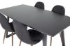 Imagine Masa de dining extensibila Inca - blat negru / picioare negre + Scaun de dining Polar - picioare de nuca - tesatura neagra_4