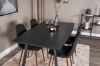 Imagine Masa de dining extensibila Inca - blat negru / picioare negre + Scaun de dining Polar - picioare de nuca - tesatura neagra_4