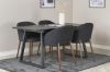 Imagine Masa de extensie Inca - blat negru / picioare negre+ Scaun de dining Arch - picioare de nuc - material negru_4