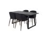 Imagine Masa de extensie Inca - blat negru / picioare negre+ Scaun de dining Arch - picioare de nuc - material negru_4