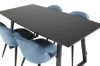 Imagine Inca Extentiontable - Black top / black Legs+Velvet Dining Chair - Blue / Black_4