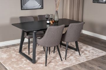 Imagine Inca Extentiontable - Black top / black Legs +Plaza - Dining chair - Black/Dark grey _4