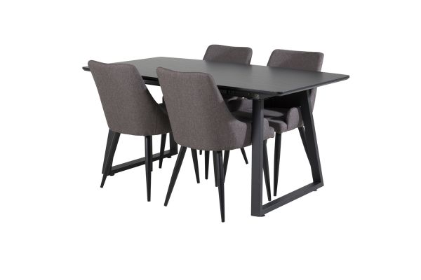 Imagine Inca Extentiontable - Black top / black Legs +Plaza - Dining chair - Black/Dark grey _4