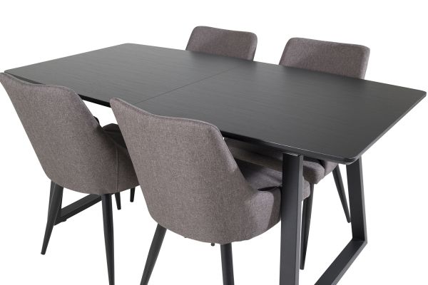 Imagine Inca Extentiontable - Black top / black Legs +Plaza - Dining chair - Black/Dark grey _4