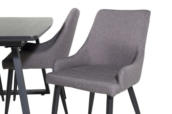 Imagine Inca Extentiontable - Black top / black Legs +Plaza - Dining chair - Black/Dark grey _4