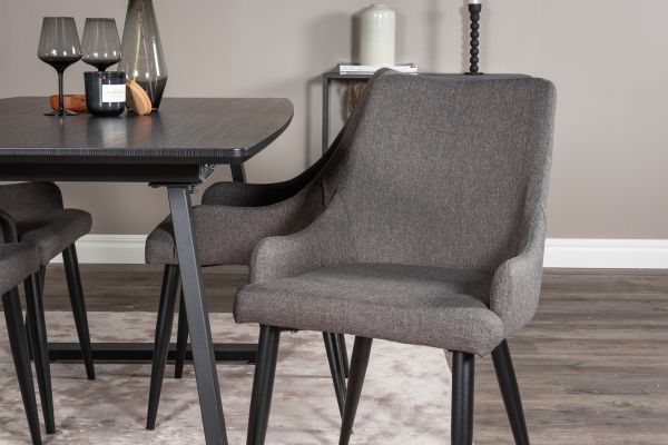 Imagine Inca Extentiontable - Black top / black Legs +Plaza - Dining chair - Black/Dark grey _4