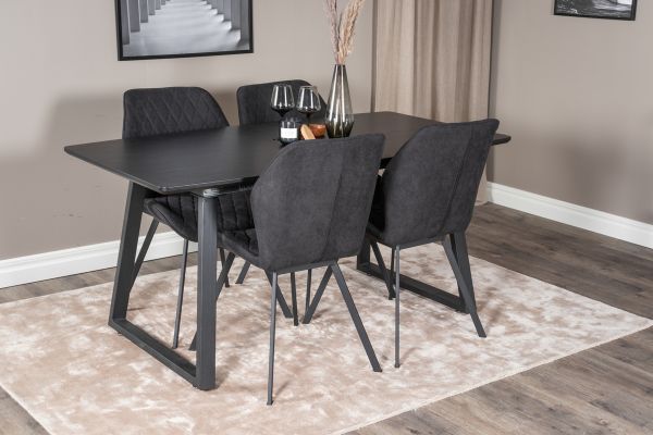 Imagine Inca Extentiontable - Black top / black Legs+Gemma Dining Chair - Black Legs - Black Fabric_4