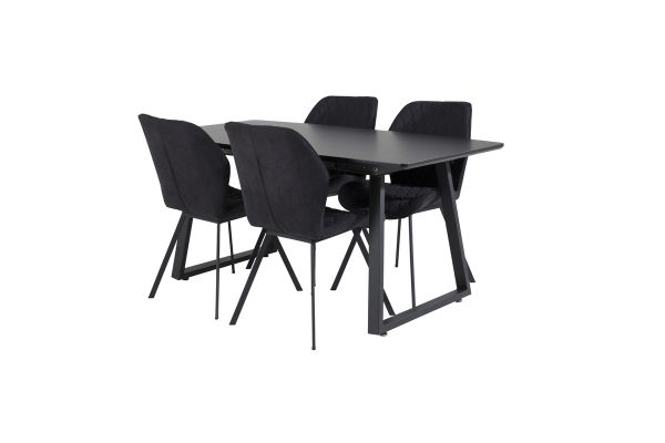 Imagine Inca Extentiontable - Black top / black Legs+Gemma Dining Chair - Black Legs - Black Fabric_4