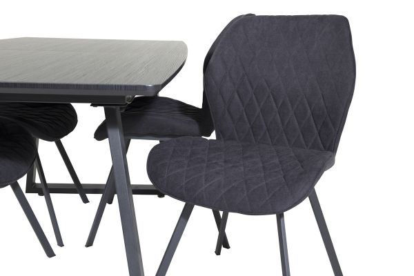 Imagine Inca Extentiontable - Black top / black Legs+Gemma Dining Chair - Black Legs - Black Fabric_4