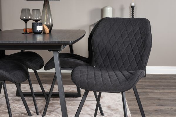 Imagine Inca Extentiontable - Black top / black Legs+Gemma Dining Chair - Black Legs - Black Fabric_4