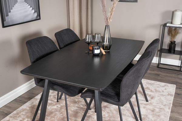 Imagine Inca Extentiontable - Black top / black Legs+Gemma Dining Chair - Black Legs - Black Fabric_4