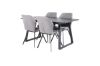 Imagine Inca Extentiontable - Blat negru / Picioare negre + Scaun de dining Gemma - Picioare negre - Material gri_4