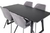 Imagine Inca Extentiontable - Blat negru / Picioare negre + Scaun de dining Gemma - Picioare negre - Material gri_4