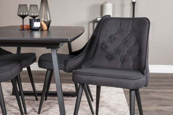 Imagine Tabel de extensie Inca - blat negru / picioare negre + scaun de lux pentru dining Velvet - picioare negre - material negru_4