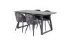 Imagine Tabel extensibil Inca - Blat negru / picioare negre + Scaun de dining Velvet - Material negru cu flori_4