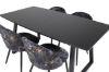 Imagine Tabel extensibil Inca - Blat negru / picioare negre + Scaun de dining Velvet - Material negru cu flori_4