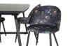 Imagine Tabel extensibil Inca - Blat negru / picioare negre + Scaun de dining Velvet - Material negru cu flori_4