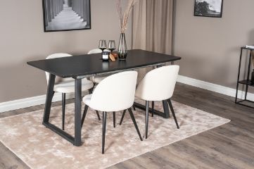 Imagine Inca Extentiontable - Black top / black Legs+Velvet Dining Chair Corduroy - Beige / Black_4