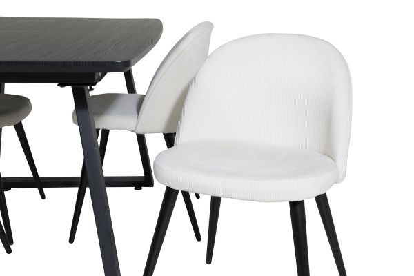 Imagine Inca Extentiontable - Black top / black Legs+Velvet Dining Chair Corduroy - Beige / Black_4