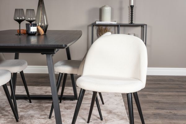 Imagine Inca Extentiontable - Black top / black Legs+Velvet Dining Chair Corduroy - Beige / Black_4