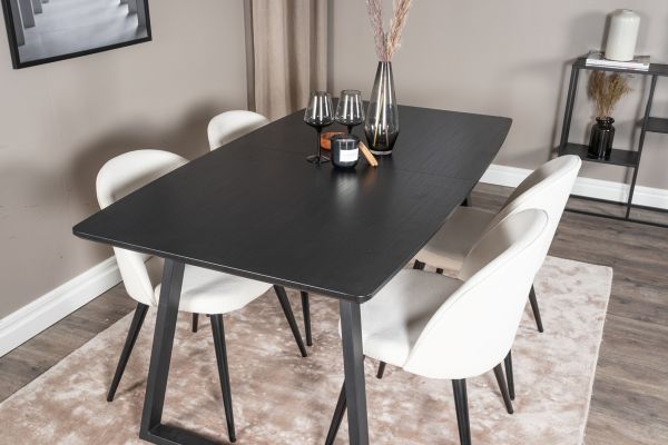 Imagine Inca Extentiontable - Black top / black Legs+Velvet Dining Chair Corduroy - Beige / Black_4