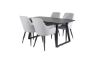 Imagine Masa de dining Inca Extentiontable - blat negru / picioare negre + scaun de dining Comfort - picioare negre / corduroy gri deschis _4