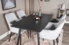 Imagine Masa de dining Inca Extentiontable - blat negru / picioare negre + scaun de dining Comfort - picioare negre / corduroy gri deschis _4