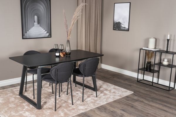 Imagine Inca Extentiontable - Black top / black Legs+Vault Dining Chair - Black Legs - Black Fabric_4