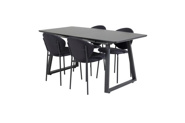 Imagine Inca Extentiontable - Black top / black Legs+Vault Dining Chair - Black Legs - Black Fabric_4