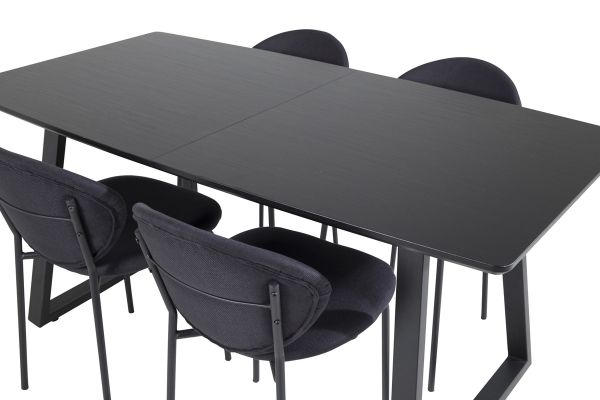 Imagine Inca Extentiontable - Black top / black Legs+Vault Dining Chair - Black Legs - Black Fabric_4