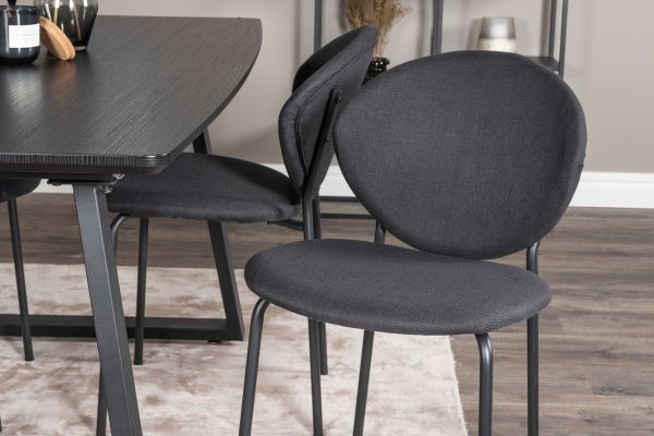 Imagine Inca Extentiontable - Black top / black Legs+Vault Dining Chair - Black Legs - Black Fabric_4