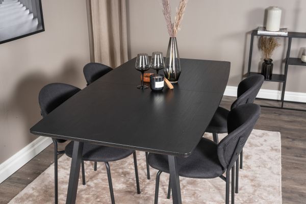 Imagine Inca Extentiontable - Black top / black Legs+Vault Dining Chair - Black Legs - Black Fabric_4