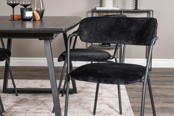 Imagine Inca Extentiontable - Black top / black Legs+Arrow armchair - Black Legs - Black Velvet_4