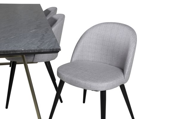 Imagine Vă rugăm să traduceți complet Estelle Dining Table 200*90*H76 - Grey / Brass+Velvet Dining Chiar - Black legs - Light GreyFabric_6