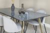 Imagine Va rog sa traduceti complet: Estelle Dining Table 200*90*H76 - Grey / Brass+Wrinkles Dining Chair - Black Legs - Grey Velvet_6