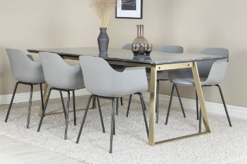 Imagine Va rugăm să traduceți complet: Estelle Dining Table 200*90*H76 - Gri / Oțel+Comfort Plastic Dining Chair - Picioare Negre - Plastic Gri_6