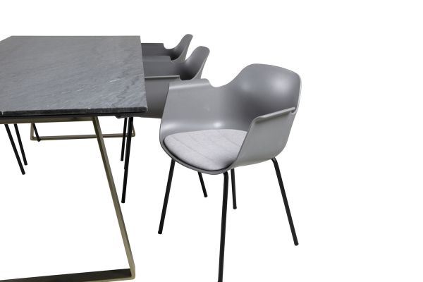 Imagine Va rugăm să traduceți complet: Estelle Dining Table 200*90*H76 - Gri / Oțel+Comfort Plastic Dining Chair - Picioare Negre - Plastic Gri_6