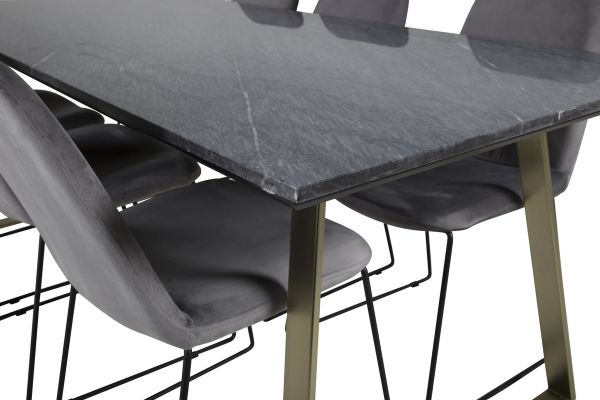 Imagine Estelle Dining Table 200*90*H76 - Grey / Brass+Muce Dining Chair - Black Legs - Grey Velvet_6