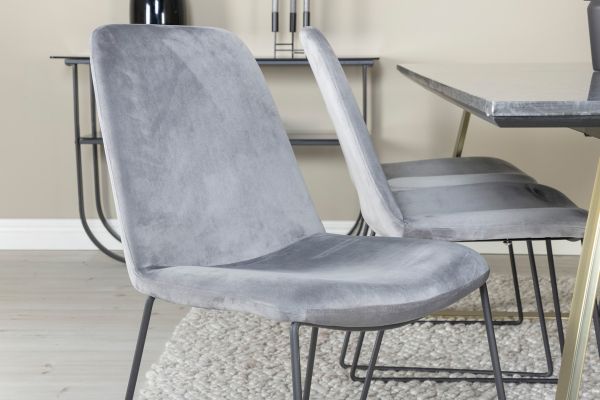 Imagine Estelle Dining Table 200*90*H76 - Grey / Brass+Muce Dining Chair - Black Legs - Grey Velvet_6