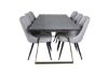 Imagine Masa de dining Estelle 200*90*H76 - Gri / Otel+ Scaunele de dining Velvet Deluxe - Picioare negre - Material gri deschis_6