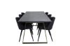 Imagine Masa de dining Estelle 200*90*H76 - Gri / Brass+ Scaun de dining din catifea - picioare negre - material negru_6