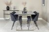 Imagine Masa de dining Estelle 200*90*H76 - Gri / Brass+ Scaun de dining din catifea - picioare negre - material negru_6