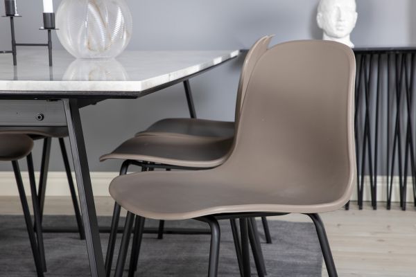 Imagine Masa de dining Estelle 200*90*H76 - Alb / Negru + Scaun de Dining Arctic - Picioare Negre - Plastic Kaki_6