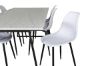 Imagine Masa de dining Estelle 200*90*H76 - Alb / Negru + Scaun de dining din plastic Polar - Picioare negre / Plastic alb_6