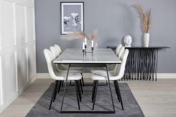 Imagine Masa de dining Estelle 200*90*H76 - alb/negru + scaun de dining Polar Fluff - picioare negre - urs polar alb_6