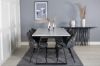 Imagine Masa de dining Estelle 200*90*H76 - Alb/Negru + Scaun de dining din catifea - Model floral negru_6