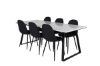 Imagine Masa de dining Estelle 200*90*H76 - Alb / Negru+Scaun de dining Polar - Picioare Negre - Material Negru_6